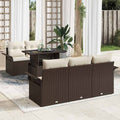 Gartensofa-set mit Kissen mit Speicher 6 pcs Braun Poly Rattan