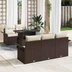 Gartensofa-set mit Kissen mit Speicher 6 pcs Braun Poly Rattan