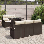 Gartensofa-set mit Kissen mit Speicher 6 pcs Braun Poly Rattan