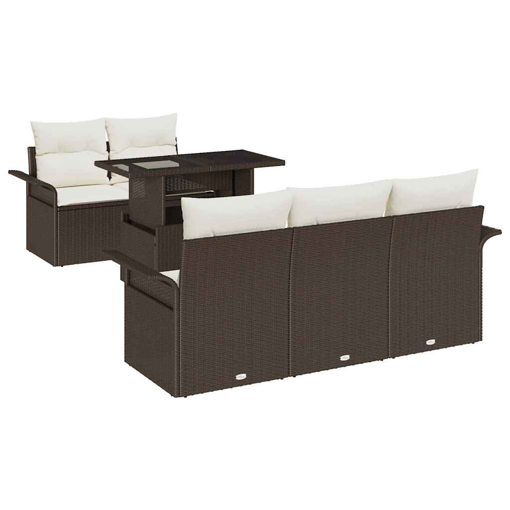 Gartensofa-set mit Kissen mit Speicher 6 pcs Braun Poly Rattan