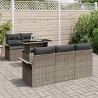 Gartensofa-set mit Kissen mit Speicher 6 pcs Grau Poly Rattan
