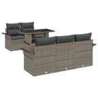 Gartensofa-set mit Kissen mit Speicher 6 pcs Grau Poly Rattan