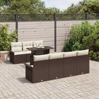 Garten-Sofa-Set mit Kissen mit Speicher 8 pcs Braun Poly Rattan