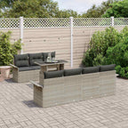 Gartensofa-set mit Kissen 8 pcs Hellgrau Poly Rattan