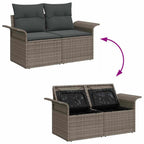 Garten-Sofa-Set mit Kissen mit Speicher 8 pcs Grau Poly Rattan