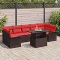 Gartensofa-set mit Kissen mit Speicher 8 pcs Braun Poly Rattan