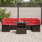 Gartensofa-set mit Kissen mit Speicher 8 pcs Braun Poly Rattan