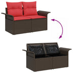 Gartensofa-set mit Kissen mit Speicher 8 pcs Braun Poly Rattan