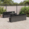 Gartensofa-set mit Kissen 9 pcs Schwarz Poly Rattan