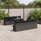 Gartensofa-set mit Kissen 9 pcs Schwarz Poly Rattan