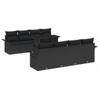 Gartensofa-set mit Kissen 9 pcs Schwarz Poly Rattan