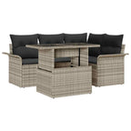Garten-Sofa-Set mit Kissen 5 pcs Hellgrau Poly Rattan