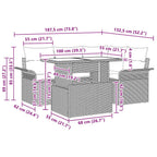 Garten-Sofa-Set mit Kissen 5 pcs Hellgrau Poly Rattan