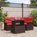 Gartensofa-set mit Kissen mit Speicher 5 pcs Braun Poly Rattan