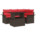 Gartensofa-set mit Kissen mit Speicher 5 pcs Braun Poly Rattan