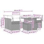 Garten-Sofa-Set mit Kissen 7 pcs Schwarz Poly Rattan