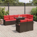 Gartensofa-set mit Kissen mit Speicher 9 pcs Braun Poly Rattan