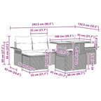 Garten-Sofa-Set mit Kissen mit Speicher 7 pcs Grau Poly Rattan
