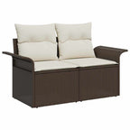Garten-Sofa-Set mit Kissen mit Speicher 8 pcs Braun Poly Rattan