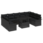 Gartensofa-set mit Kissen mit Kissen 10 pcs Schwarz Poly Rattan