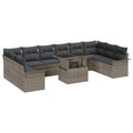 Gartensofa-set mit Kissen mit Kissen 11 pcs Grau Poly Rattan