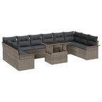 Gartensofa-set mit Kissen mit Kissen 11 pcs Grau Poly Rattan
