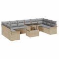 Gartensofa-set mit Kissen mit Kissen 11 pcs Beige Poly Rattan