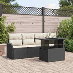 Gartensofa-set mit Kissen mit Kissen 5 pcs Schwarz Poly Rattan