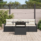 Gartensofa-set mit Kissen mit Kissen 5 pcs Schwarz Poly Rattan