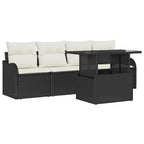 Gartensofa-set mit Kissen mit Kissen 5 pcs Schwarz Poly Rattan