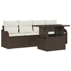 Gartensofa-set mit Kissen mit Kissen 5 pcs Braun Poly Rattan