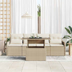 Garten-Sofa-Set mit Kissen mit Kissen 5 pcs Beige Poly Rattan