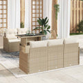 Gartensofa-set mit Kissen mit Kissen 6 pcs Beige Poly Rattan
