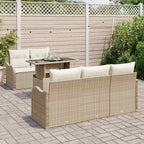Gartensofa-set mit Kissen mit Kissen 6 pcs Beige Poly Rattan
