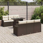 Gartensofa-set mit Kissen mit Speicher 7 pcs Braun Poly Rattan