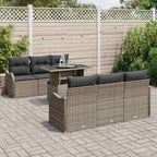 Gartensofa-set mit Kissen mit Speicher 7 pcs Grau Poly Rattan