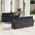 Gartensofa-set mit Kissen mit Kissen 7 pcs Schwarz Poly Rattan