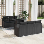 Gartensofa-set mit Kissen mit Kissen 7 pcs Schwarz Poly Rattan