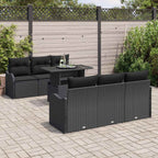Gartensofa-set mit Kissen mit Kissen 7 pcs Schwarz Poly Rattan