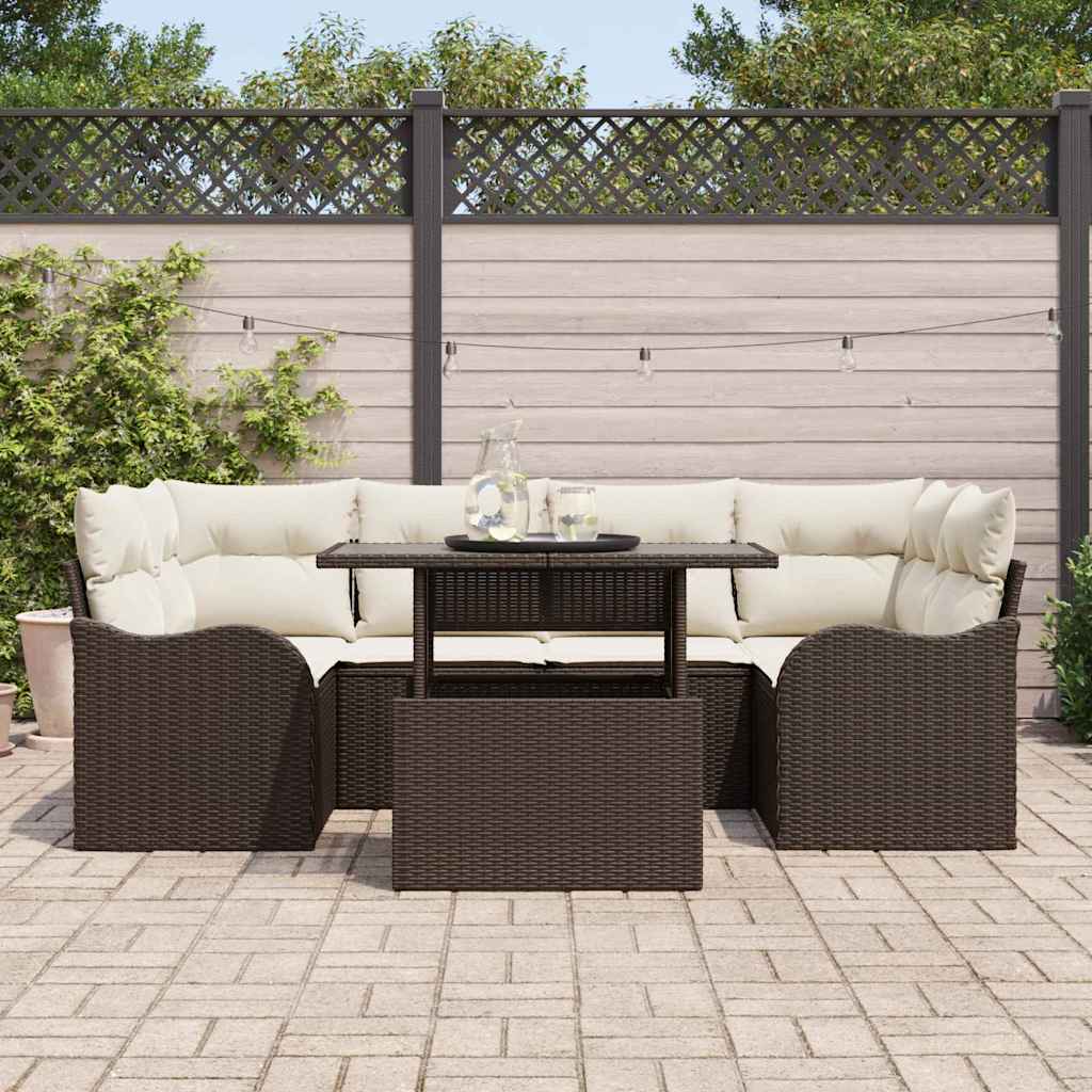 Gartensofa-set 7 pcs Braun 234 x 122,5 x 85 cm Poly Rattan