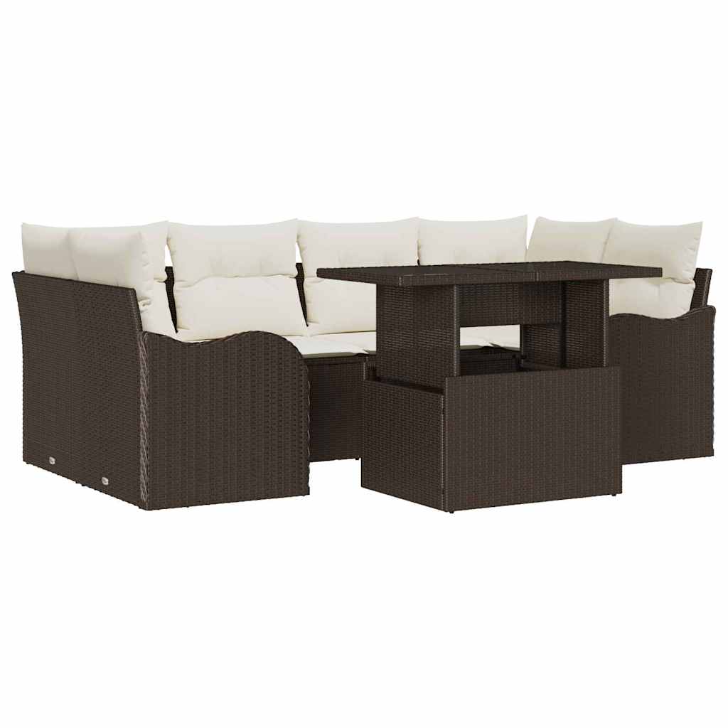 Gartensofa-set 7 pcs Braun 234 x 122,5 x 85 cm Poly Rattan