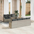 Gartensofa-set mit Kissen mit Kissen 8 pcs Hellgrau Poly Rattan