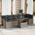 Gartensofa-set mit Kissen mit Speicher 8 pcs Grau Poly Rattan