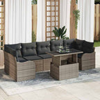 Gartensofa-set mit Kissen mit Speicher 8 pcs Grau Poly Rattan