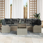 Gartensofa-set mit Kissen mit Kissen 8 pcs Hellgrau Poly Rattan