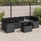 Gartensofa-set mit Kissen mit Kissen 8 pcs Schwarz Poly Rattan