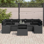 Gartensofa-set mit Kissen mit Kissen 8 pcs Schwarz Poly Rattan