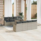 Gartensofa-set mit Kissen mit Kissen 9 pcs Hellgrau Poly Rattan