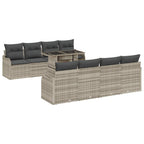 Gartensofa-set mit Kissen mit Kissen 9 pcs Hellgrau Poly Rattan
