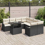 Gartensofa-set mit Kissen mit Kissen 9 pcs Schwarz Polyrattan